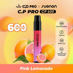 C.P Pro CP 600 vape device with pink lemonade flavor on a colorful background