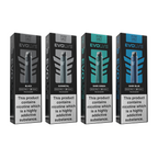 Evolve vape devices in black, gunmetal, green, and blue boxes