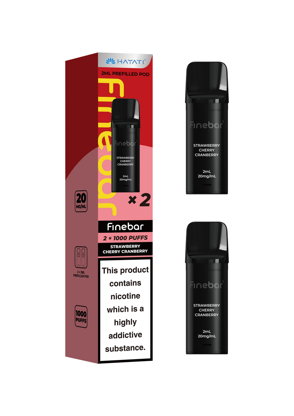 Black vape devices with 'Finebar' branding and a pink packaging box on a white background.