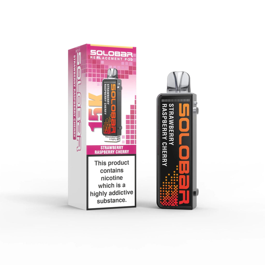 Solobar vape device and packaging on a white background