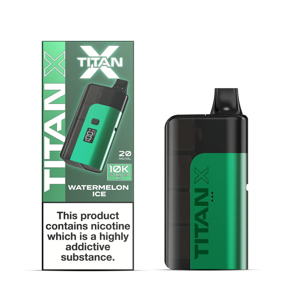 Titan X refill pods offer a wide range of popular flavours, focusing on fruit medleys, icy menthols, and candy blends, including Banana Ice, Blue Raspberry, Cherry Fizz, Cola Freeze, Cool Mint, Fruit Punch, Lemon Lime, Pink Burst, Rainbow Burst, Sour Apple, Strawberry Kiwi Watermelon, Strawberry Raspberry Cherry, Triple Berry, and Watermelon Ice, providing options from refreshing to sweet and sour for your Titan X device