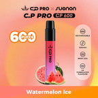 C.P Pro CP 600 vape device with watermelon ice flavor on a gradient background