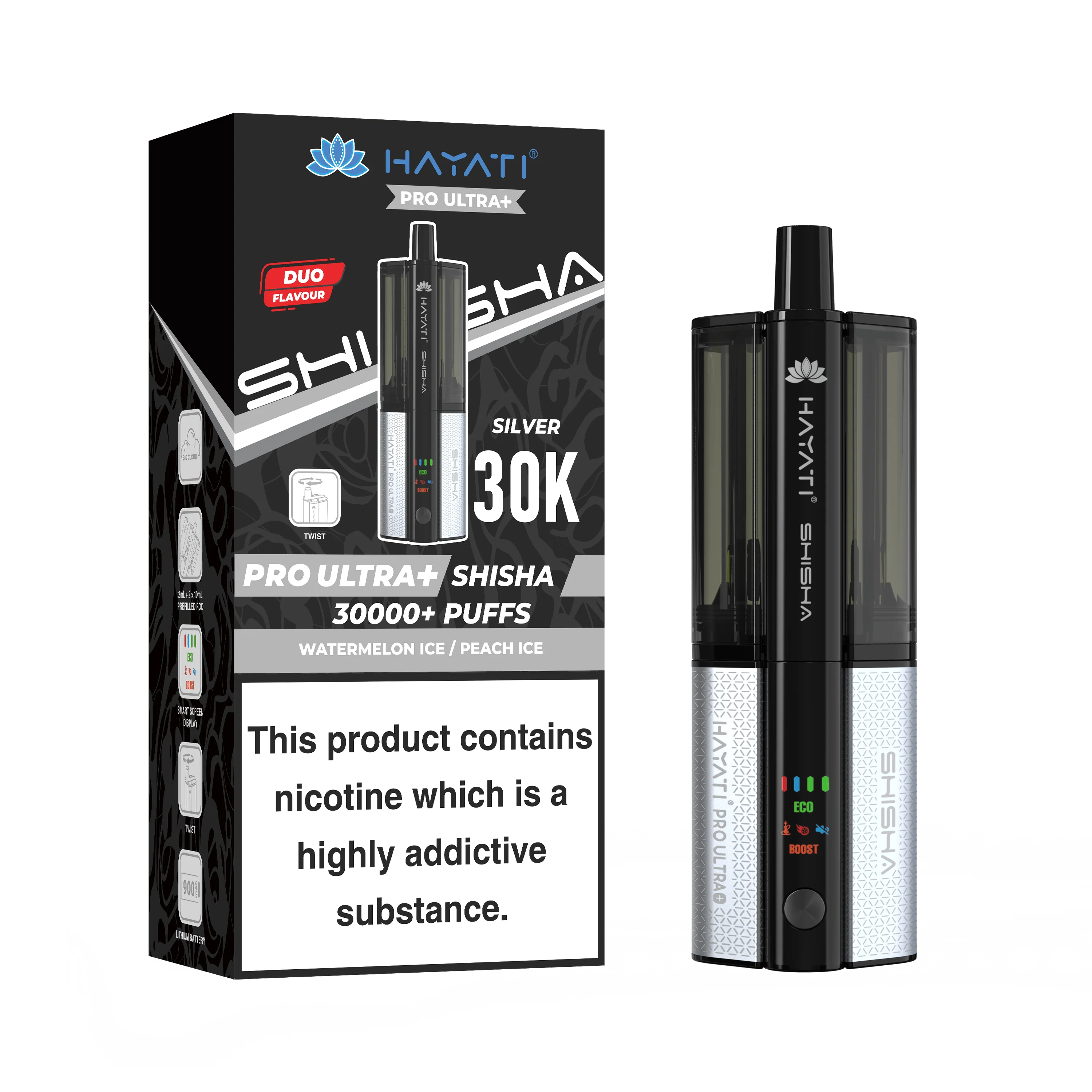 Hayati Pro Ultra Plus Shisha 30K Prefilled Pod Kit | 30,000 Puffs Dual Flavour Vape UK