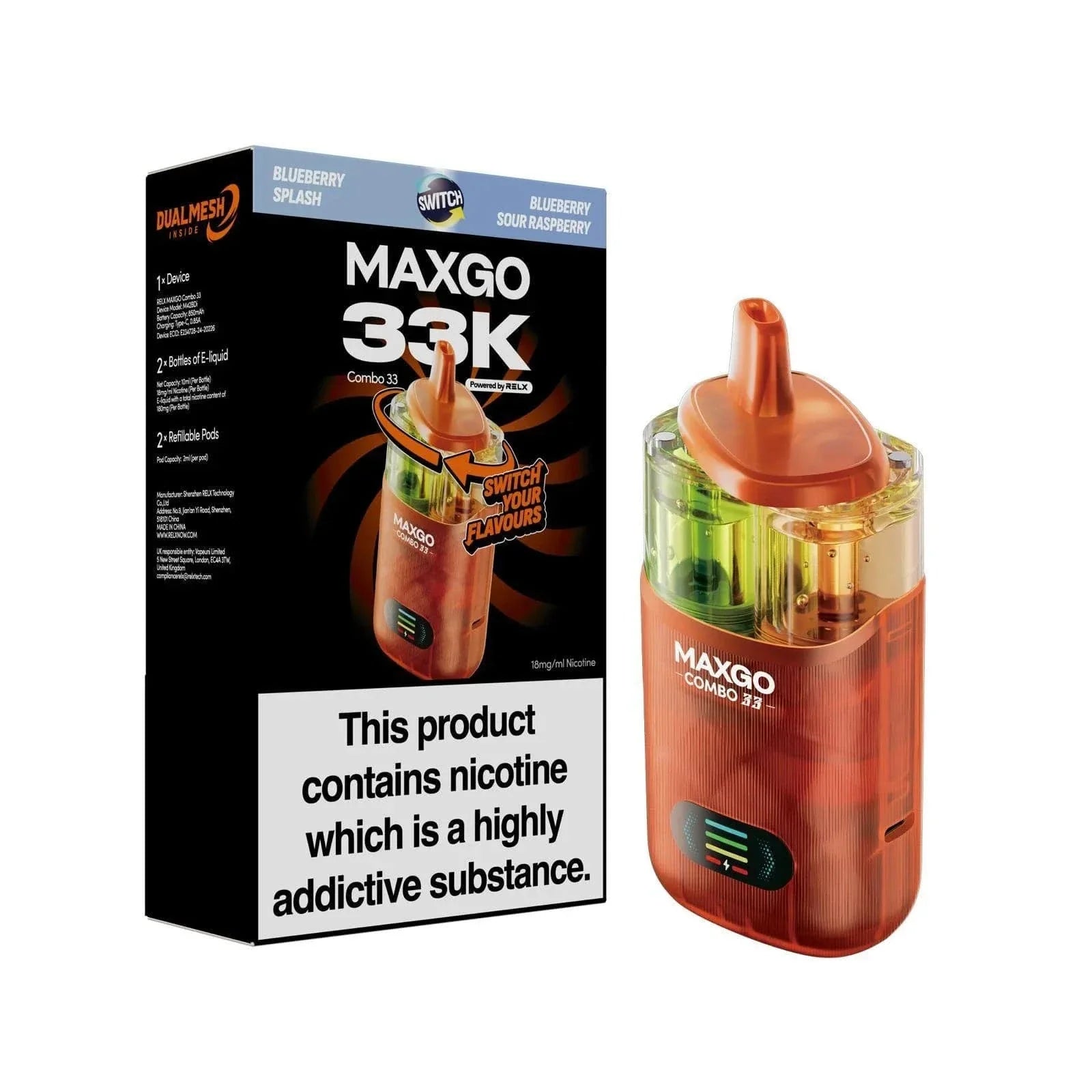 RELX MAXGO COMBO 33K Puffs Vape