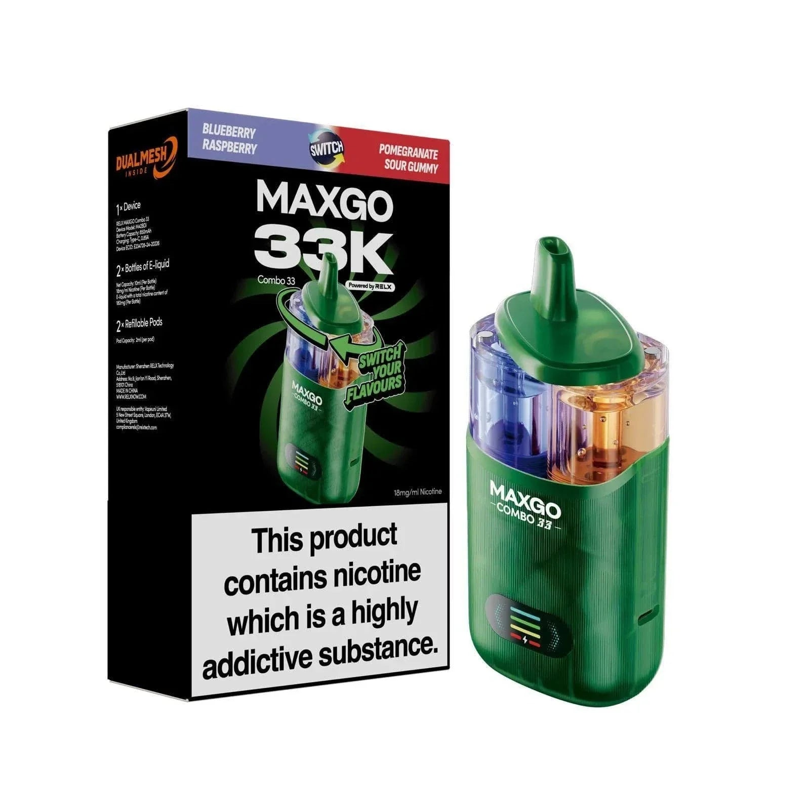 RELX MAXGO COMBO 33K Puffs Vape