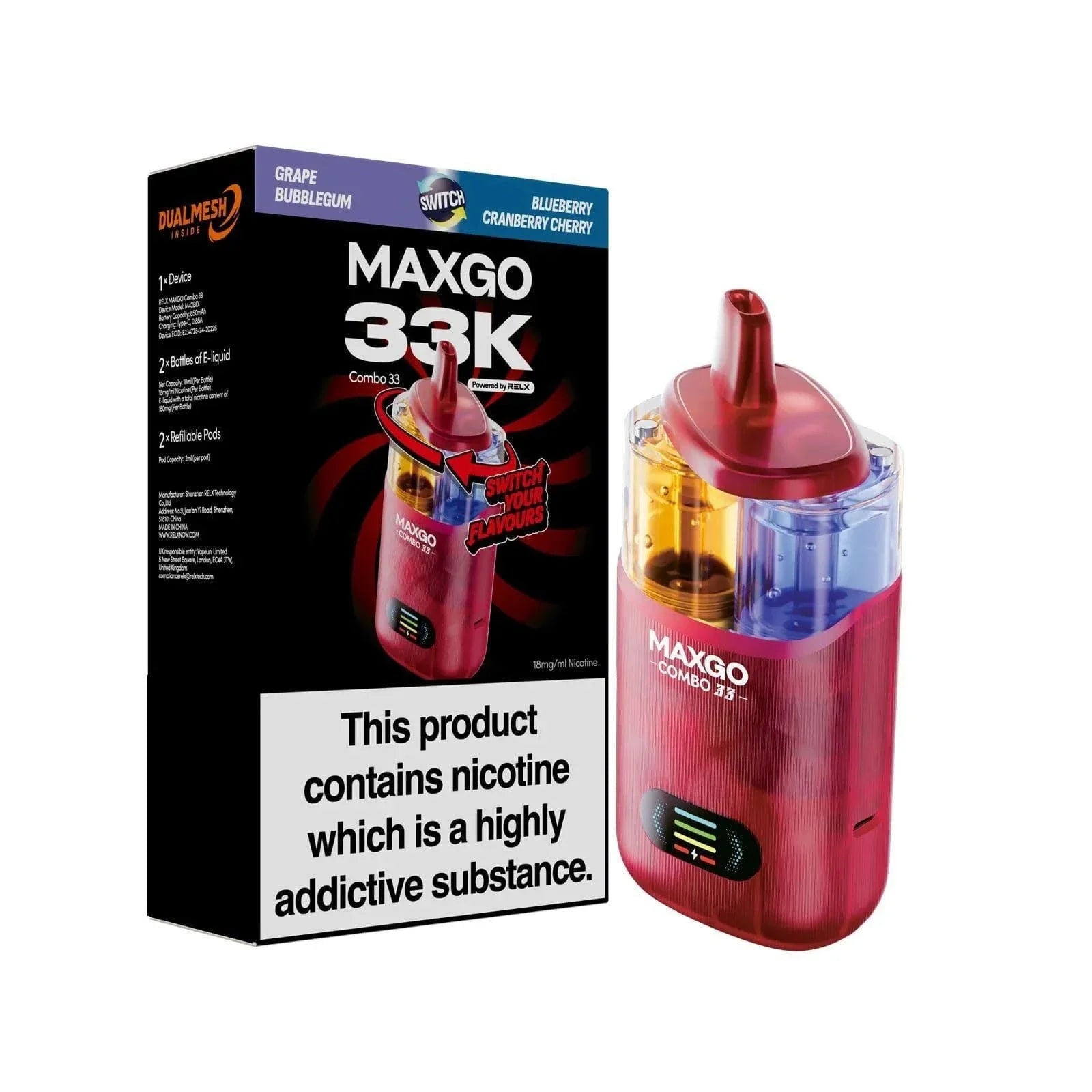 RELX MAXGO COMBO 33K Puffs Vape