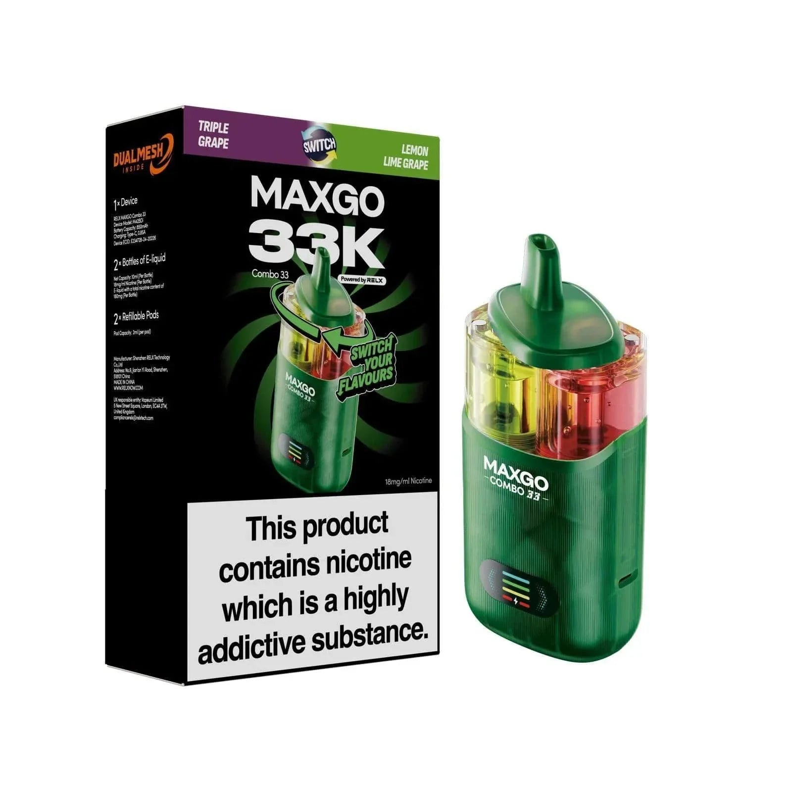 RELX MAXGO COMBO 33K Puffs Vape