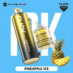 Pyne Pod Click starter kit with pineapple ice flavor on a blue background