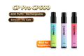 Three CP Pro CP600 vape devices with gradient colors on a white background.