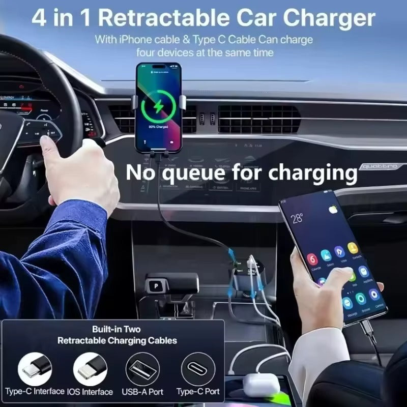 Retractable USB-C Car Charger | Fast Vape Charging UK | VapesWorld