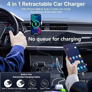 Retractable USB-C Car Charger | Fast Vape Charging UK | VapesWorld