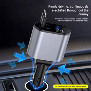 Retractable USB-C Car Charger | Fast Vape Charging UK | VapesWorld