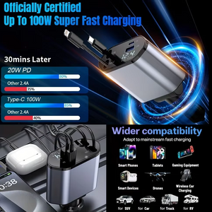 Retractable USB-C Car Charger | Fast Vape Charging UK | VapesWorld