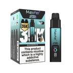 Maxfel vape device and packaging on a white background
