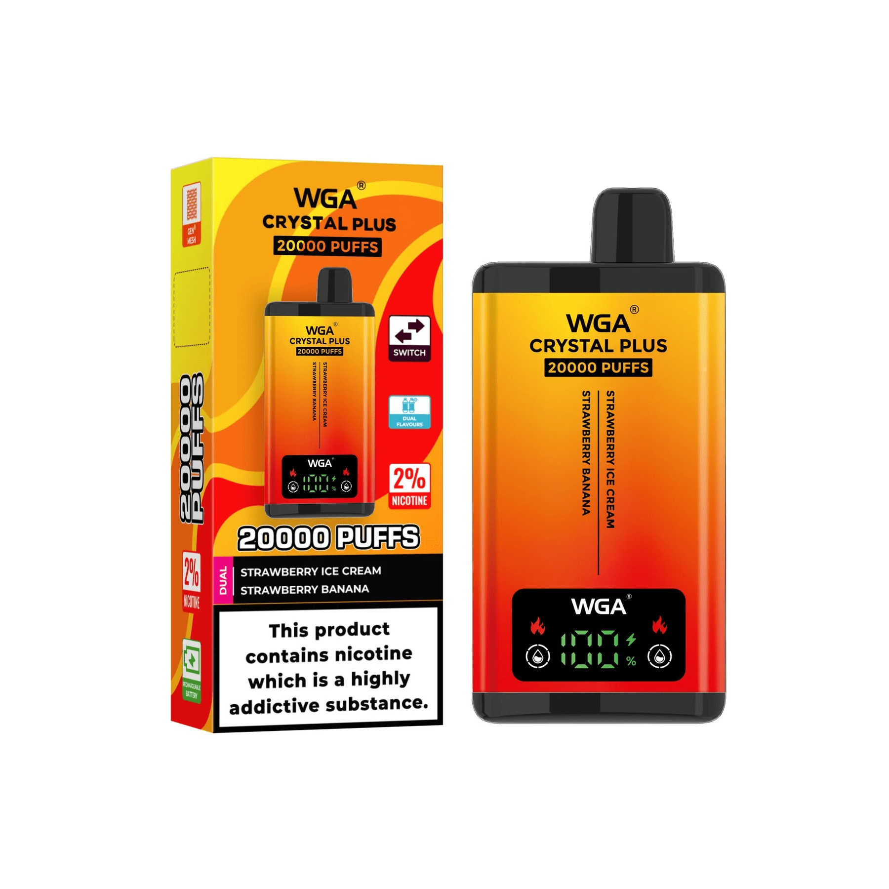 WGA Crystal Plus 20K Puffs Mesh Coil, Boost Mode, Crystal Body Vape Vapess World WGA Crystal Plus 20K Puffs Mesh Coil, Boost Mode, Crystal Body Vape Vapess World