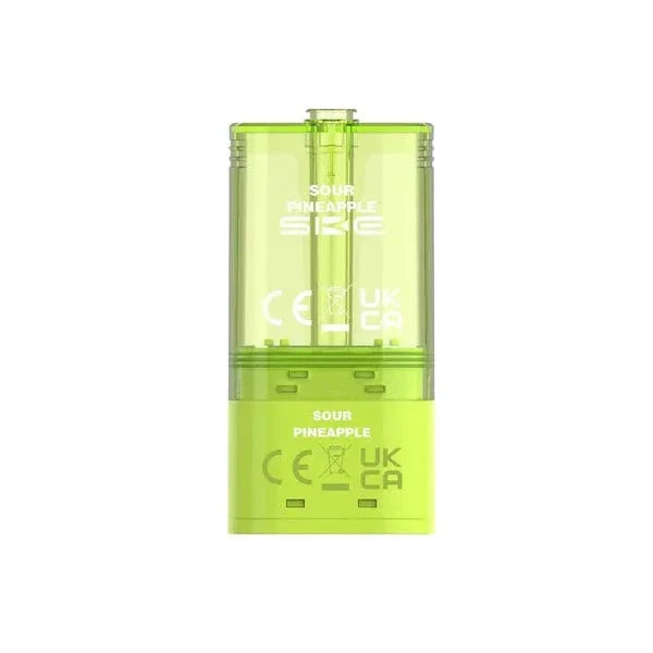 Green vape device with 'Sour Pineapple' flavor on a white background