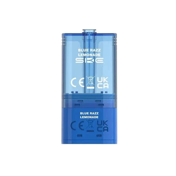 Blue vape device with 'SKE' branding on a white background