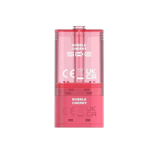 Pink vape device with 'Bubble Cherry' flavor and SKE branding on a white background