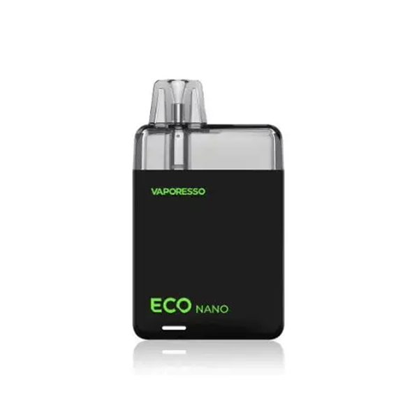 Sleek black Vaporesso Eco Nano pod device with green logo